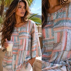 Coastal L Abstract Pastel Texture Tunic Top Womens Resortwear Chic Alfred Dunner